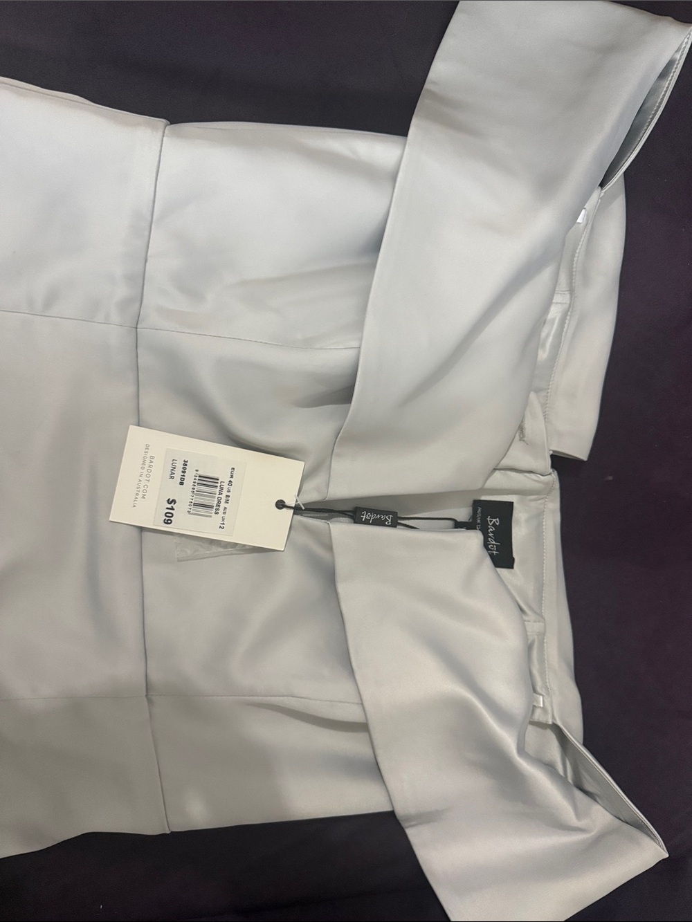 Bardot Light Gray Satin Midi Dress